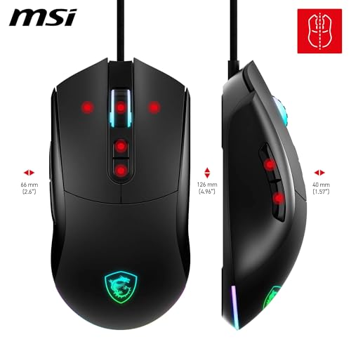 Detalle 2 de MSI Forge GM320: Ratón gaming óptico simétrico, 12.800 DPI y 7 botones programables