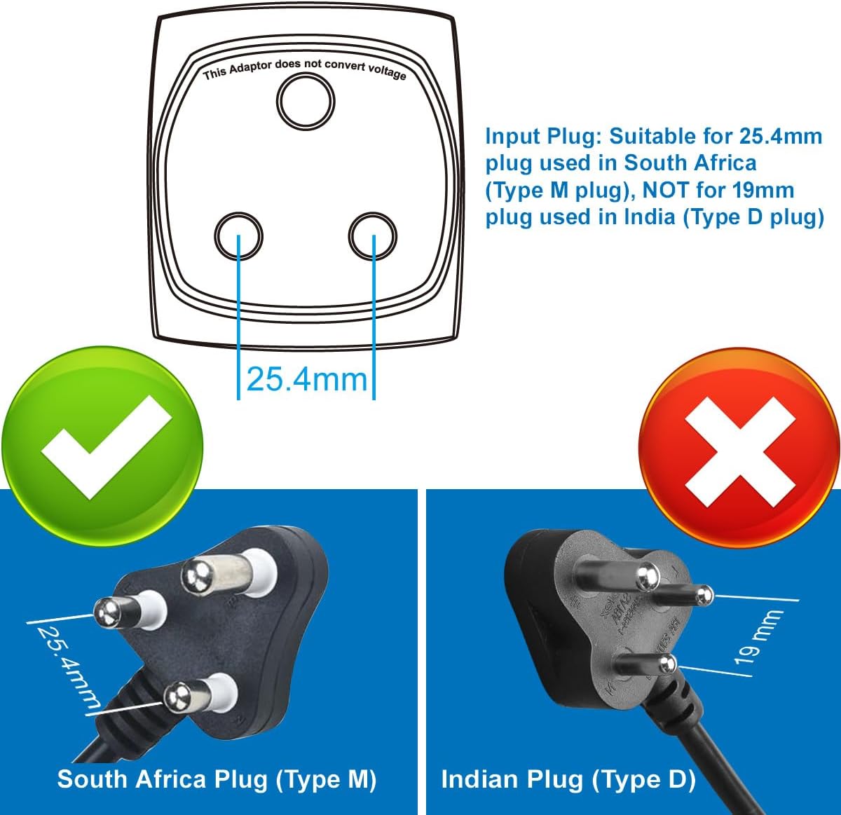 Thumbnail 6 de South Africa Plug Type M to UK Socket Adapter (BS 8546) – 13A Fuse with Safety Shutter