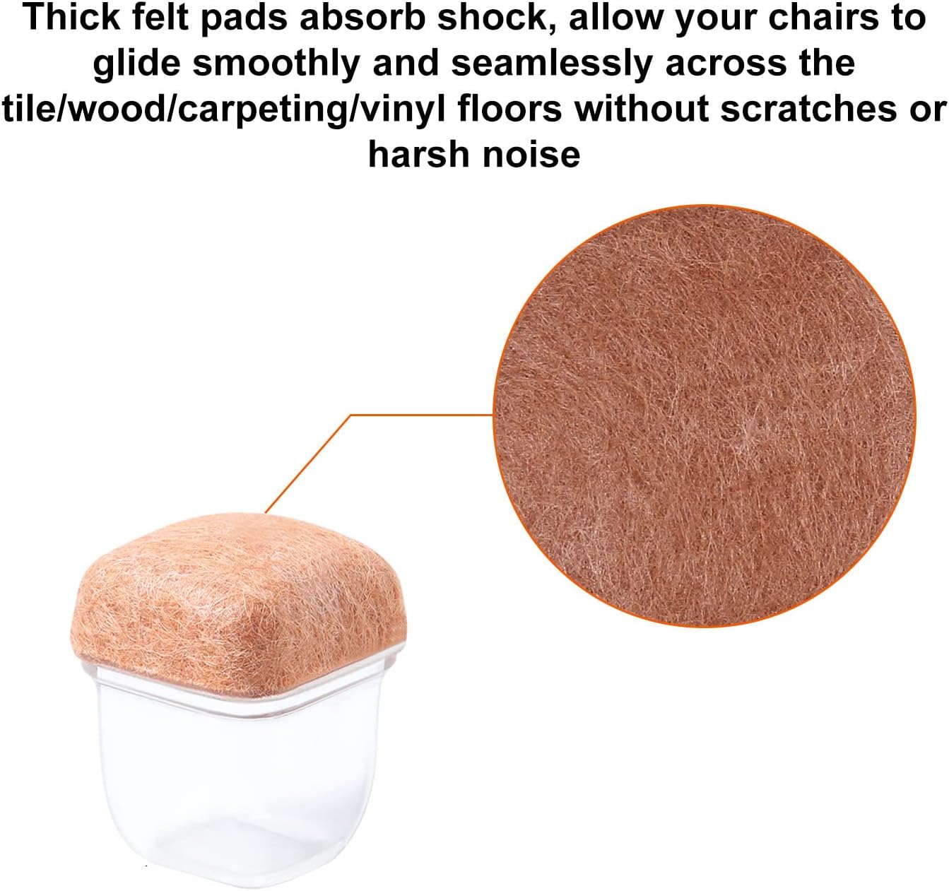 Thumbnail 6 de 16 Clear Silicone Chair Leg Floor Protectors (Round, 0.75") with Wrapped Felt