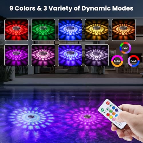 Detalle de INTERESTIME Luz Solar Piscina Flotantes RGB (Paquete de 2)
