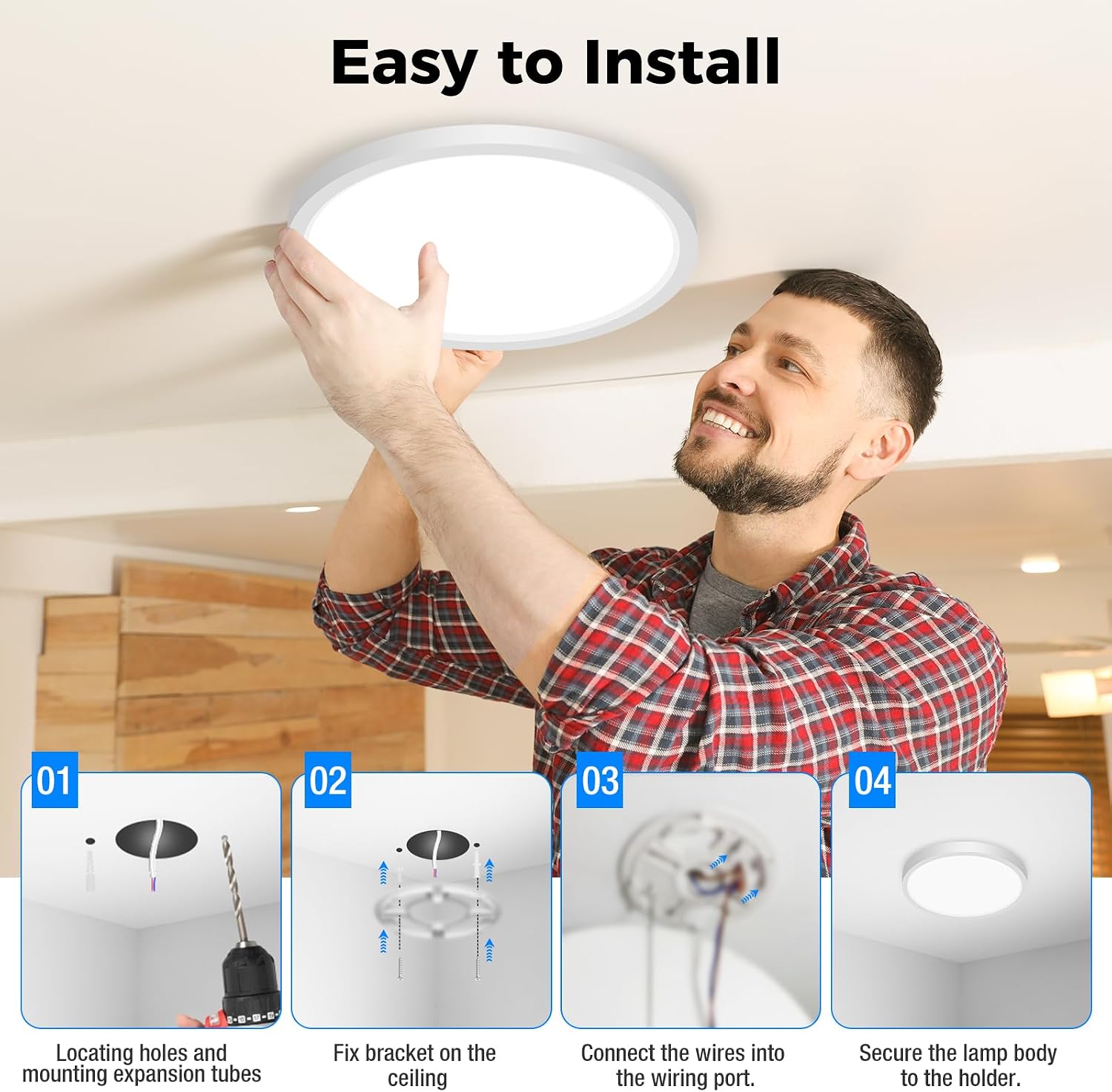 Thumbnail 6 de Peasur 2Pack Bathroom Light: 5 Colour Temperatures, 24W, IP54, Ø33cm White