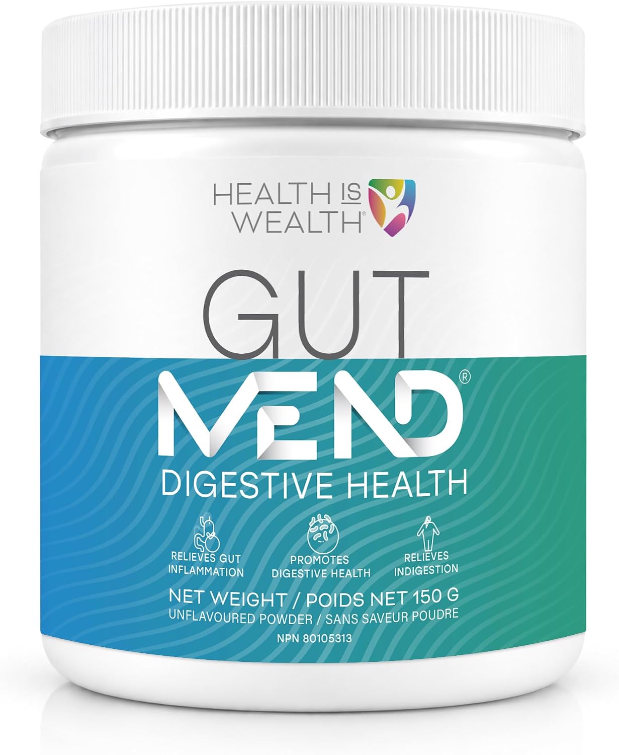 Detalle de Health IS Wealth GutMEND Gut Health Powder, 150 g with L-Glutamine