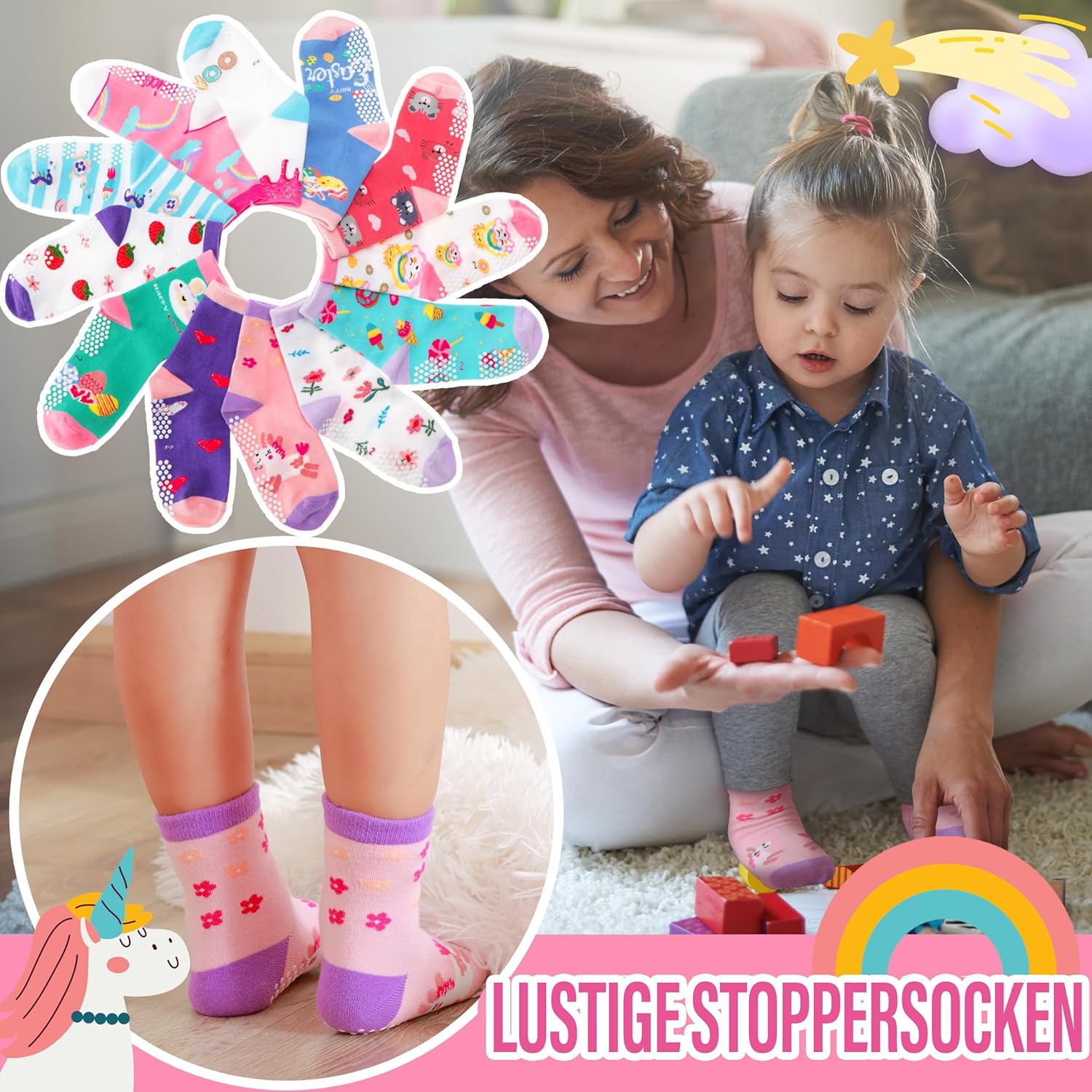 Thumbnail 2 de Welwoos Stoppersocken Kinder 12 Paare
