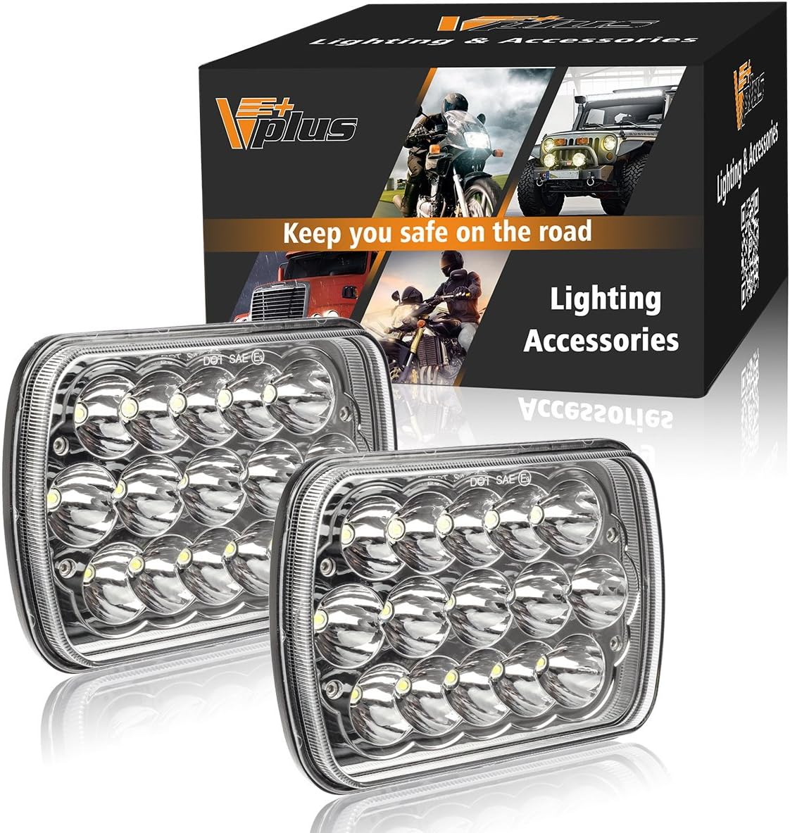 Detalle de Partsam H6054 7x6 LED Headlights 5600 lm High beam