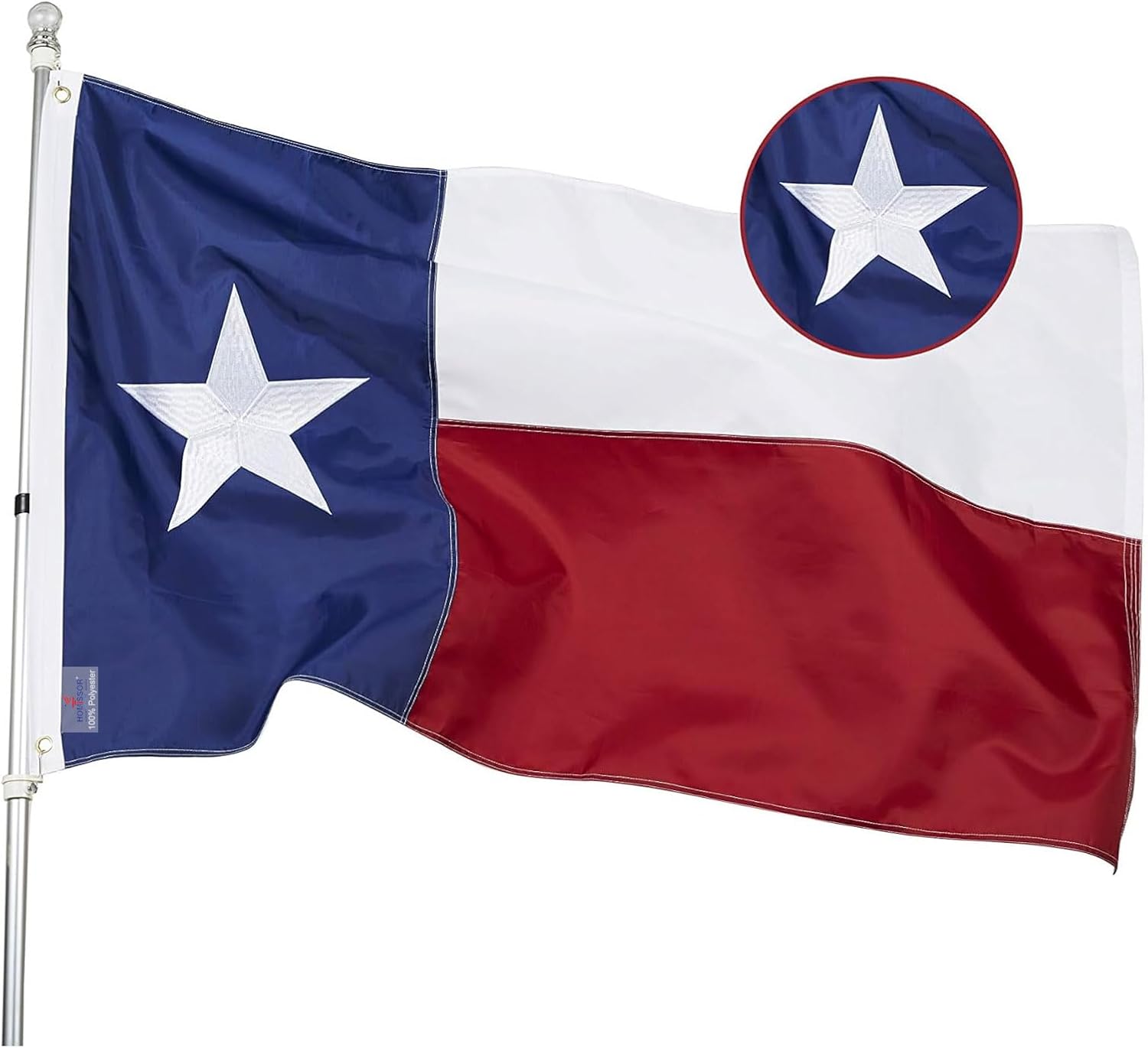 Detalle de Homissor State of Texas 3x5 ft Nylon Flag with Embroidered Star