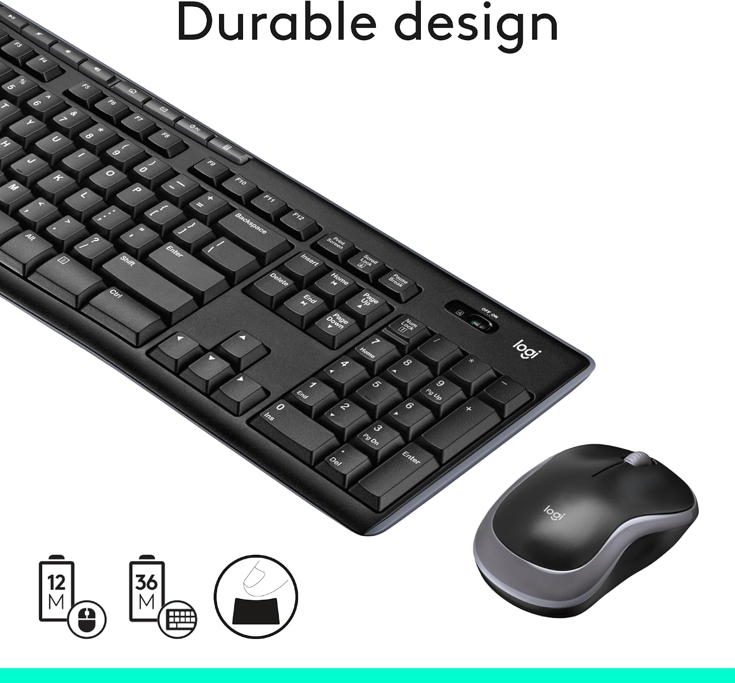 Detalle 2 de Logitech MK270 Full Size Wireless Keyboard and Mouse Combo — Black