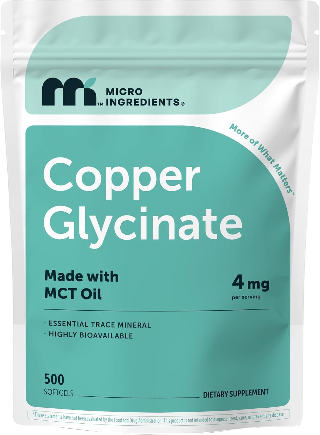 Detalle de Micro Ingredients Copper Supplement, 500 Softgels
