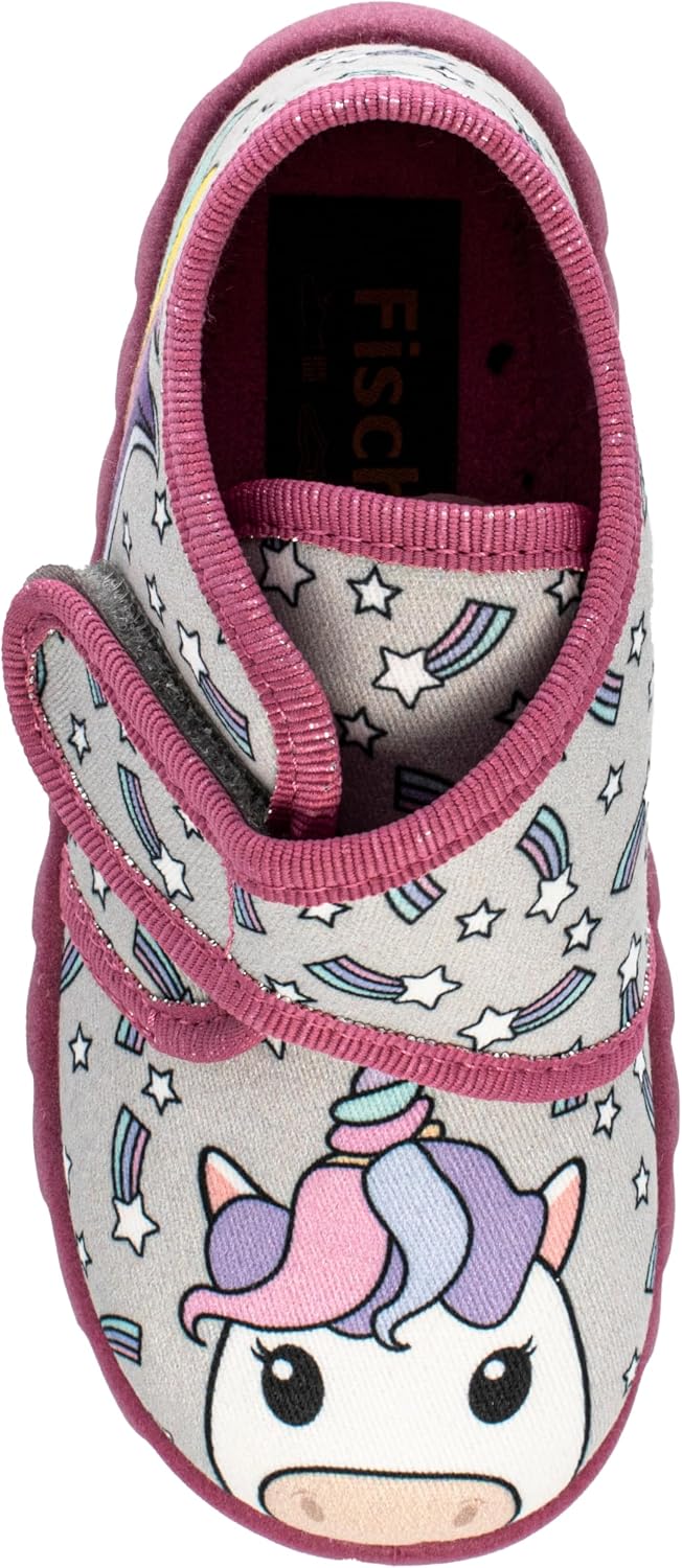 Detalle de Fischer Kinder Hausschuh Mädchen Stiefel Allover Muster Flexi – zuverlässiger Klettverschluss, PVC-Laufsohle