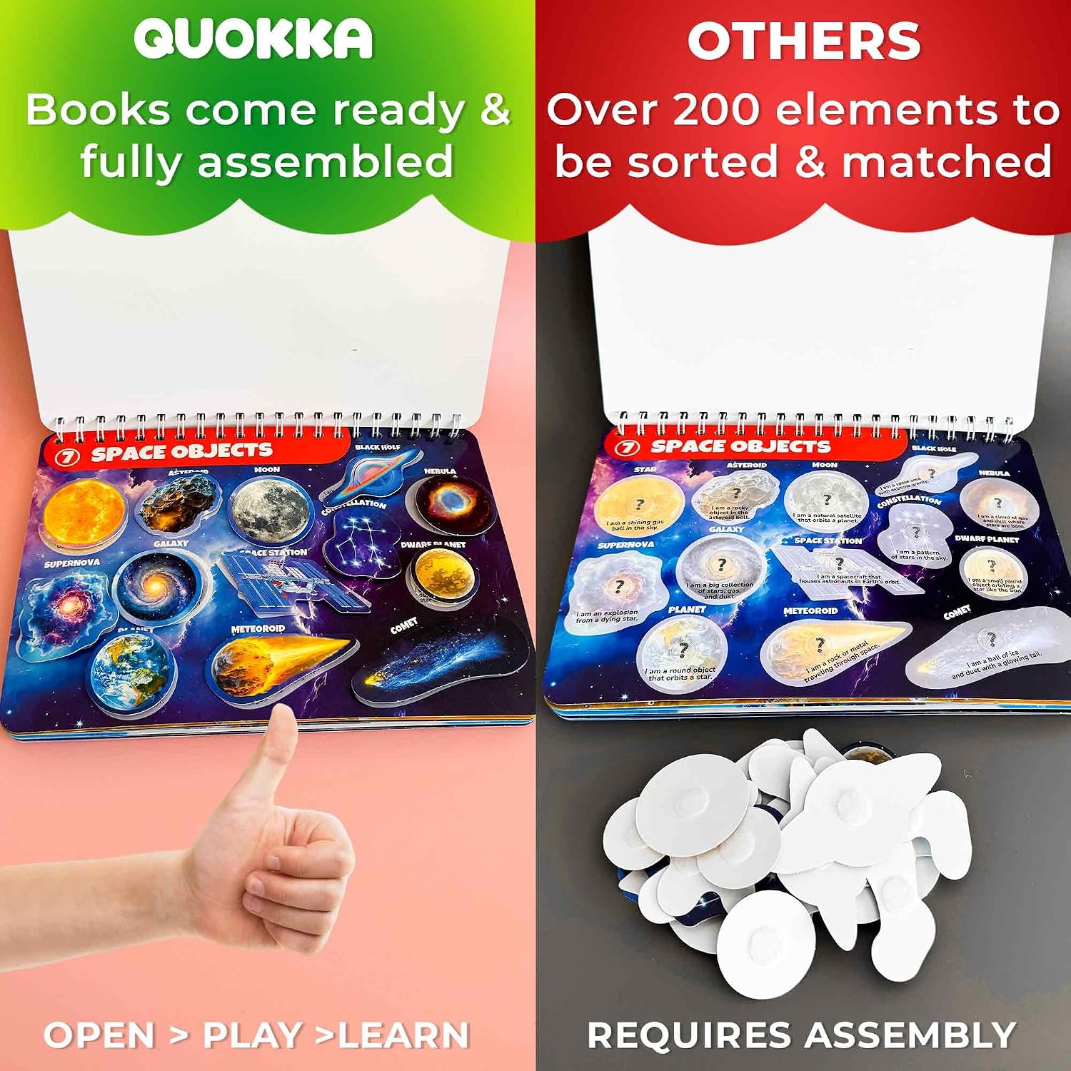 Detalle 2 de QUOKKA Montessori Busy Book for Ages 4-8 with 15 Solar System & More Activities