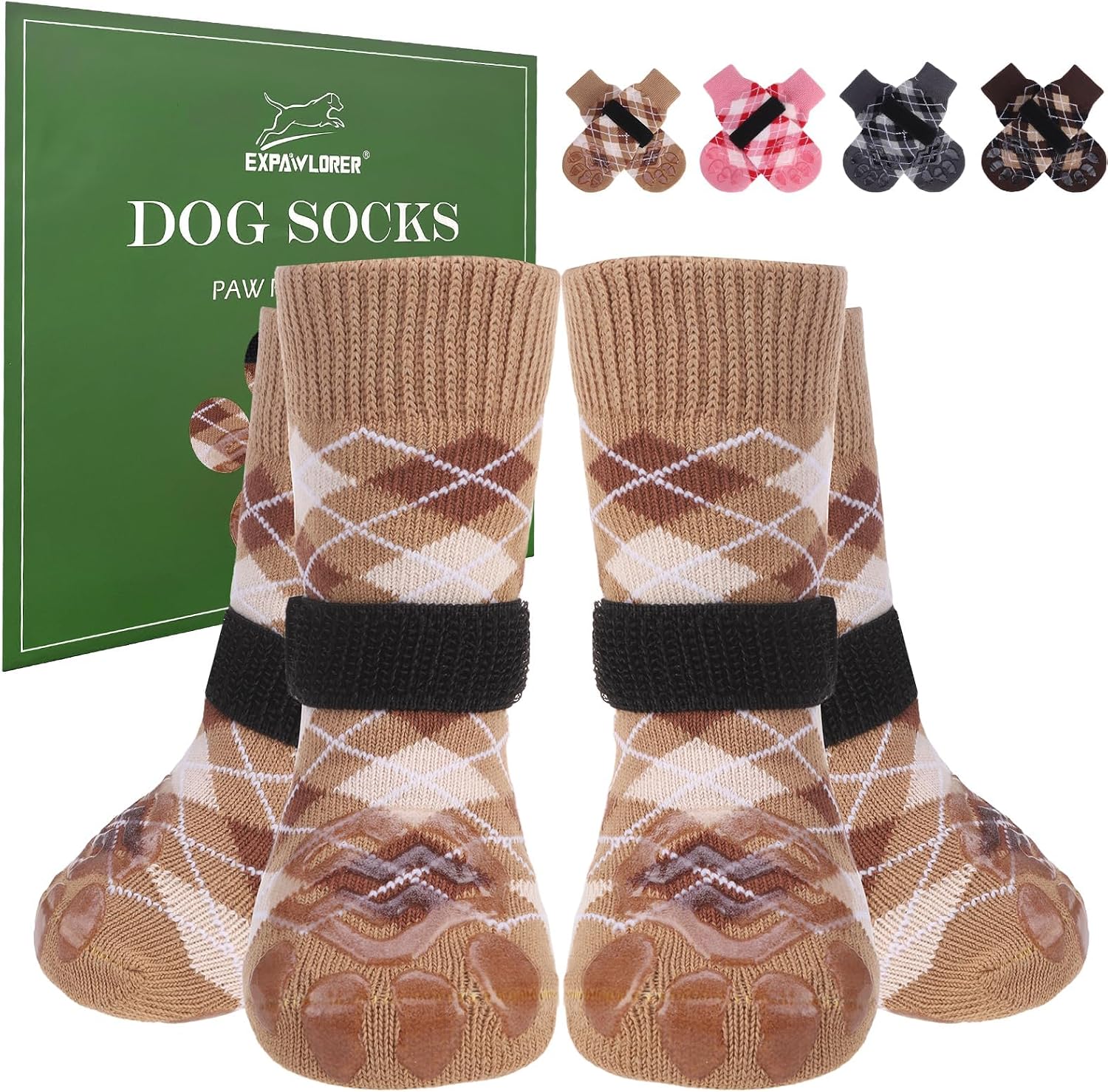 Detalle de EXPAWLORER Dog Socks Khaki XS 4 Pack