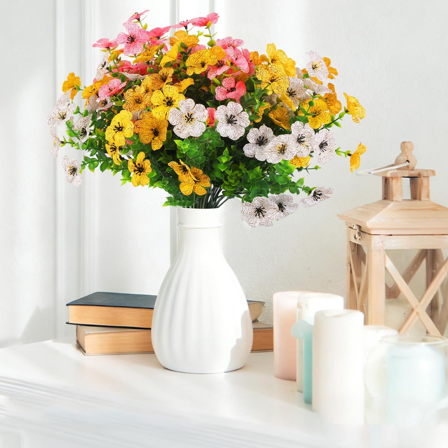 Detalle 2 de msymsyu kunsttuinbloemen, 7 stuks van 36 cm, weerbestendig voor binnen en buiten