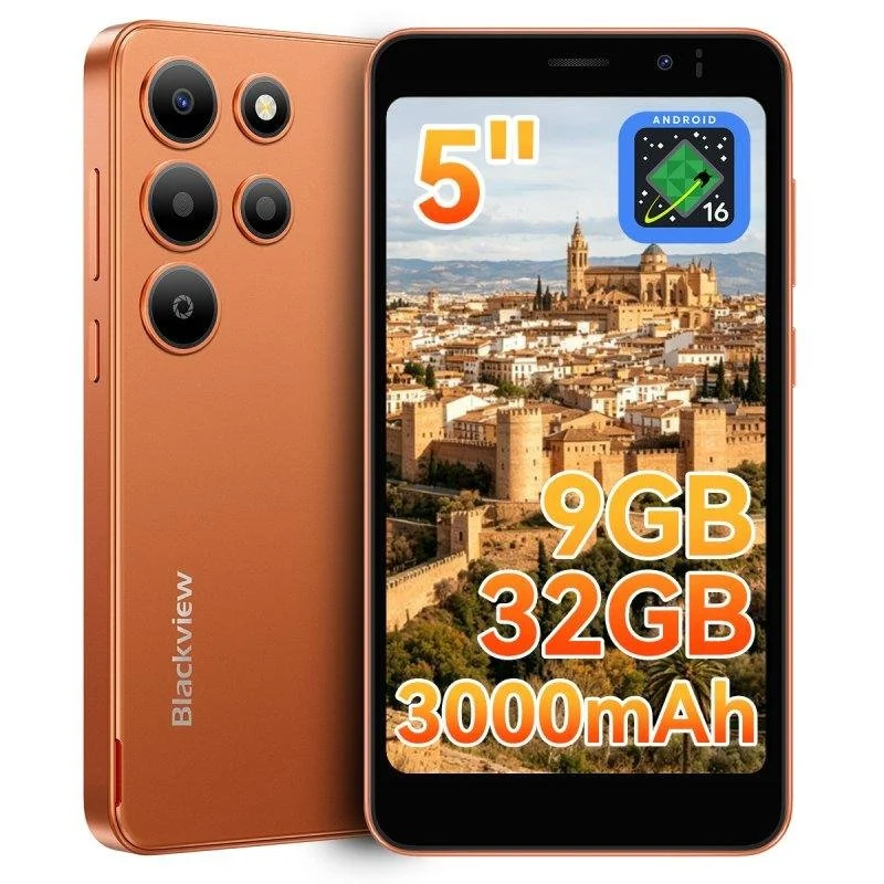 Detalle de Blackview Wave 2C 4G, 3GB RAM, 32GB | 5" compacto en naranja
