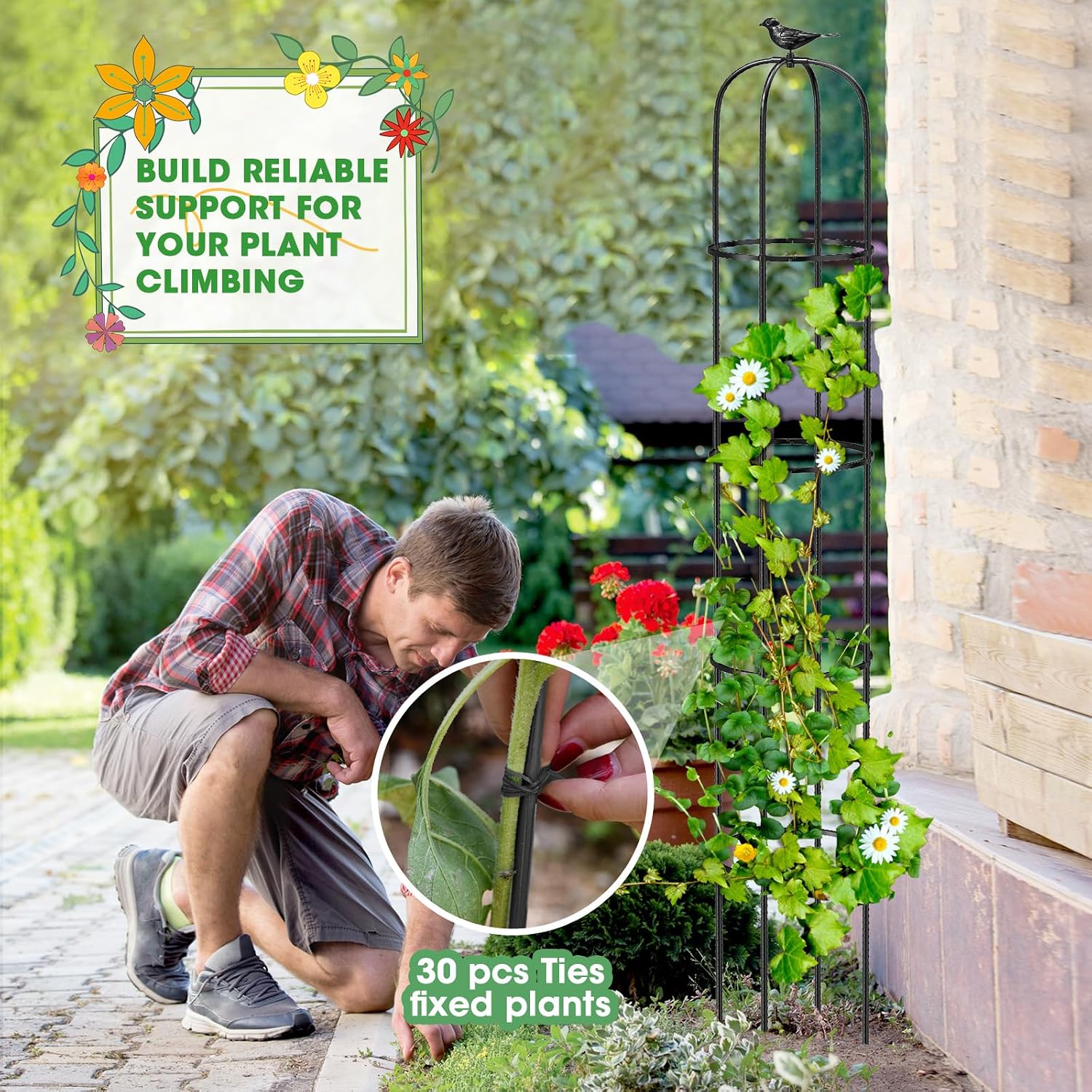 Thumbnail 6 de MQUPIN Garden Obelisk Upgraded tower support for climbing plants (189cm)