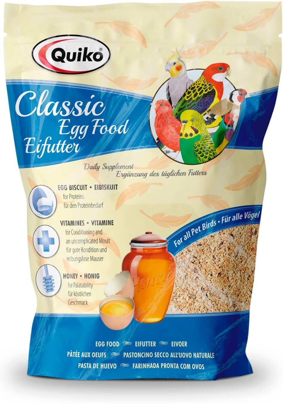 Detalle 2 de Quiko Classic Eifutter 5Kg – Kraft- und Aufzuchtfutter für alle Ziervogelarten