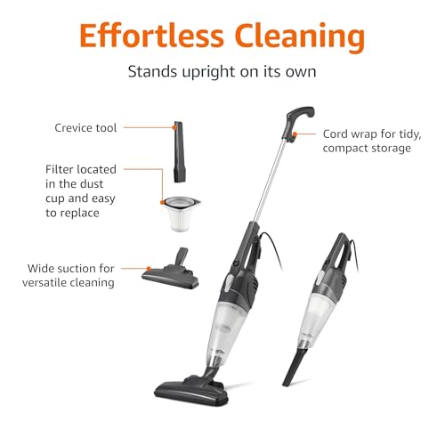 Detalle 2 de Amazon Basics 2-in-1 Corded Upright Vacuum Cleaner, Lightweight Stick, Black