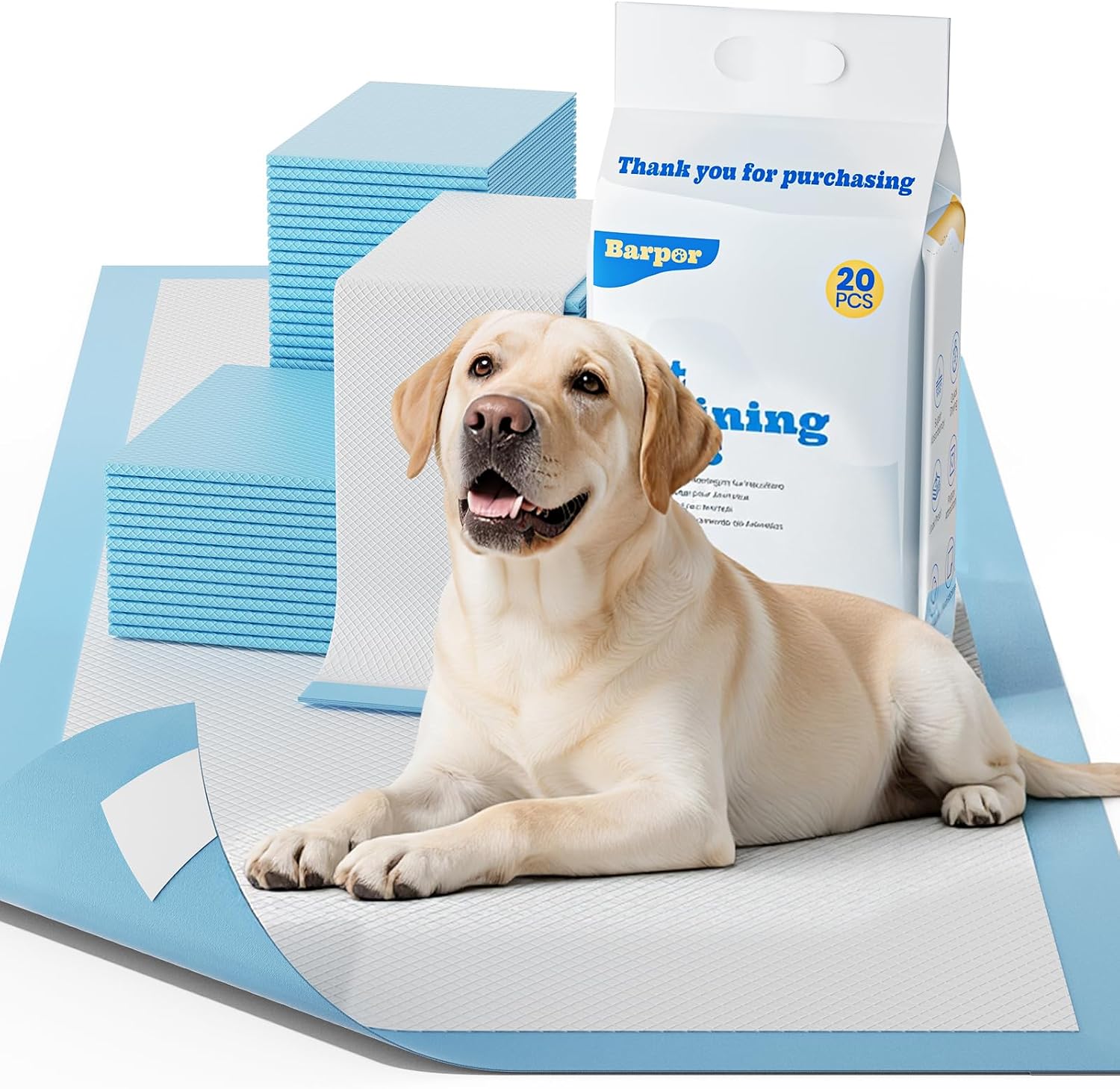 Barpor Alaise pour chien 60x90 cm – 20 pièces, alèses éducatives ultra-absorbantes anti-fuite