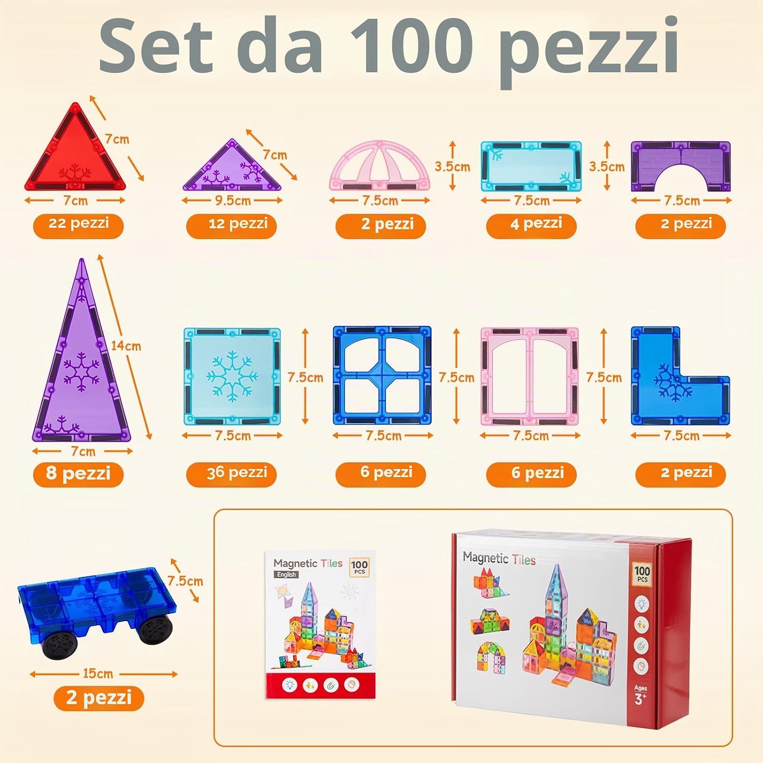 Detalle 2 de Xekel Costruzioni Magnetiche per Bambini 100 Pezzi – Set Educativo in ABS con Basi per Veicoli