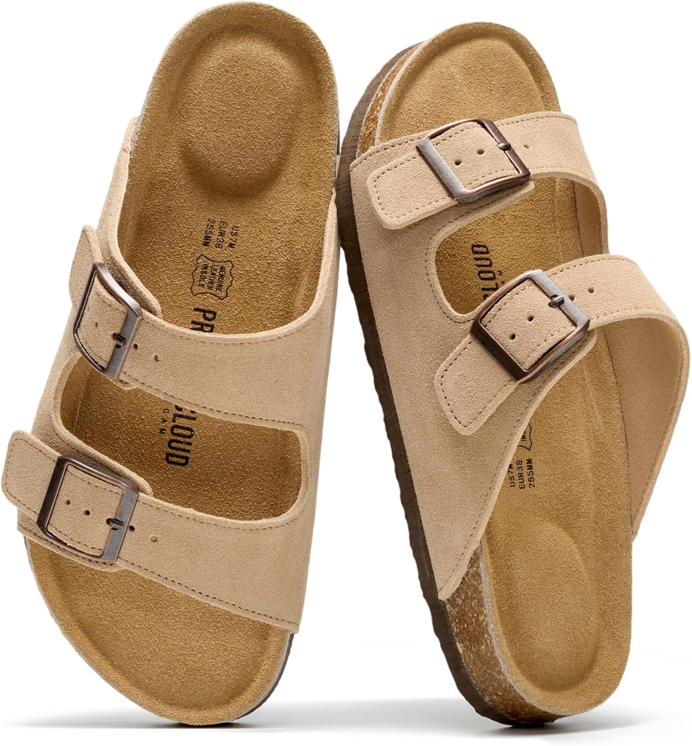 Thumbnail 6 de Project Cloud 100% Genuine Leather Flat Sandals for Women (Venita) with Cork Footbed, Memory Foam & Arch Support