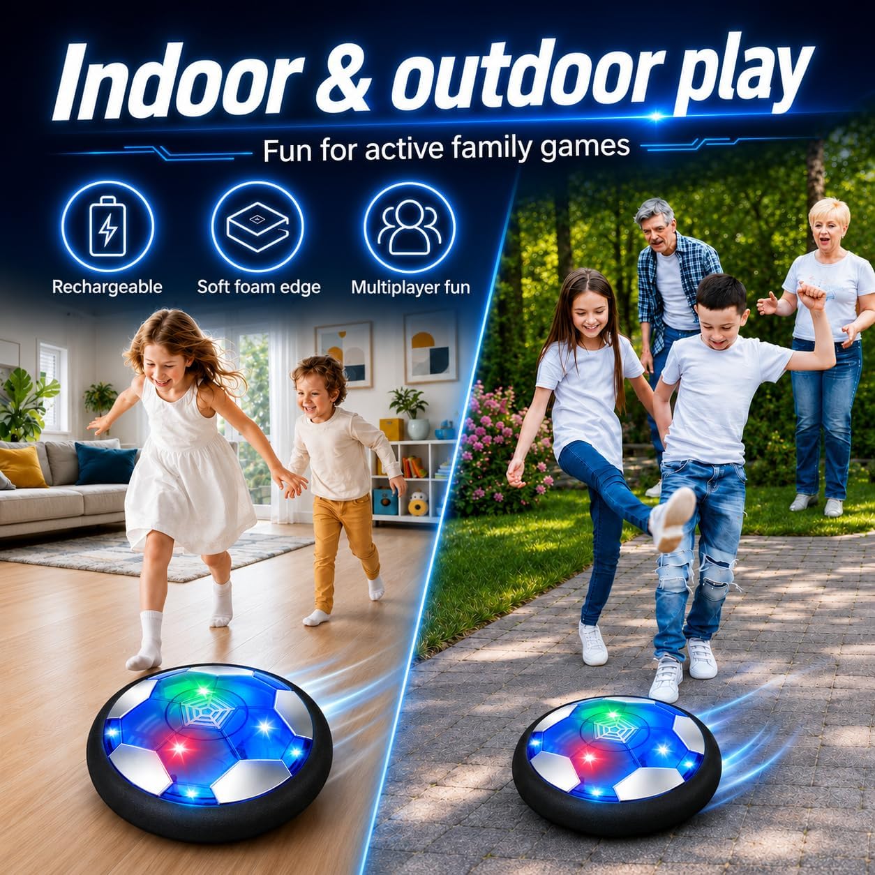 Thumbnail 5 de TODARRUN Kids Toys Hover Soccer Ball with Colourful LED Lights and Soft Foam Bumper
