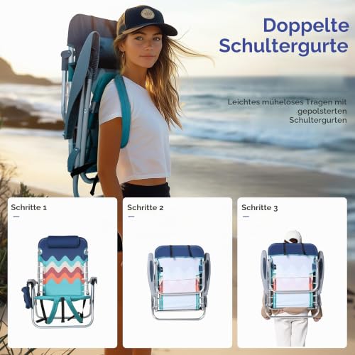 Thumbnail 6 de HIGH POINT SPORTS Strandstuhl 2er-Set mit Kühltasche – Klappstuhl für Strand
