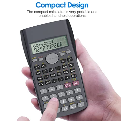 Detalle de Helect Calculadora Científica de Ingeniería de 2 Líneas – 240 funciones, pantalla HD y protección robusta