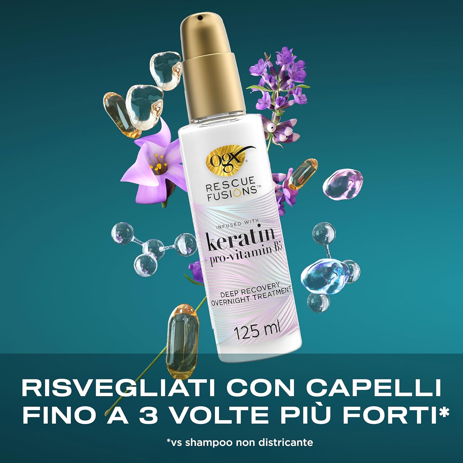 Thumbnail 1 de OGX Rescue Fusions Deep Recovery Overnight Treatment siero notte capelli con cheratina e proteine del grano (125 ml)