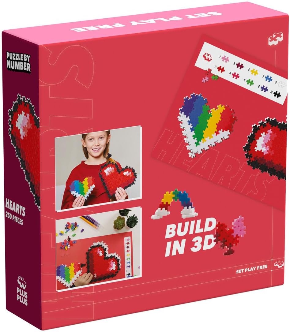 Detalle de Puzzle By Number 250 pcs Hearts (Plus-Plus) — a compact creative puzzle for ages 5–12