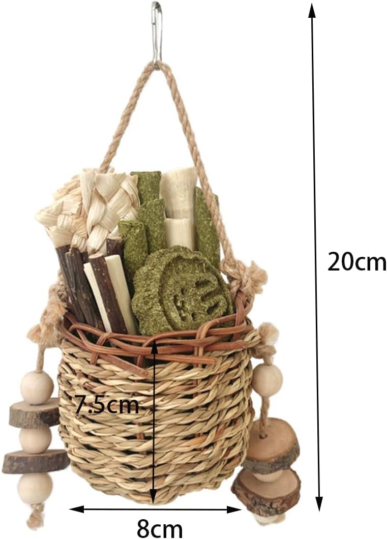 Detalle de Didabotak Bunny Chew Toys: Natural Seagrass Hanging Basket for Small Pets