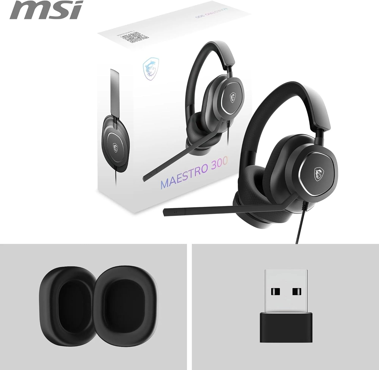 Thumbnail 6 de MSI MAESTRO 300 Gaming Headset con driver da 40 mm, microfono cardioide rimovibile e suono 3D Nahimic