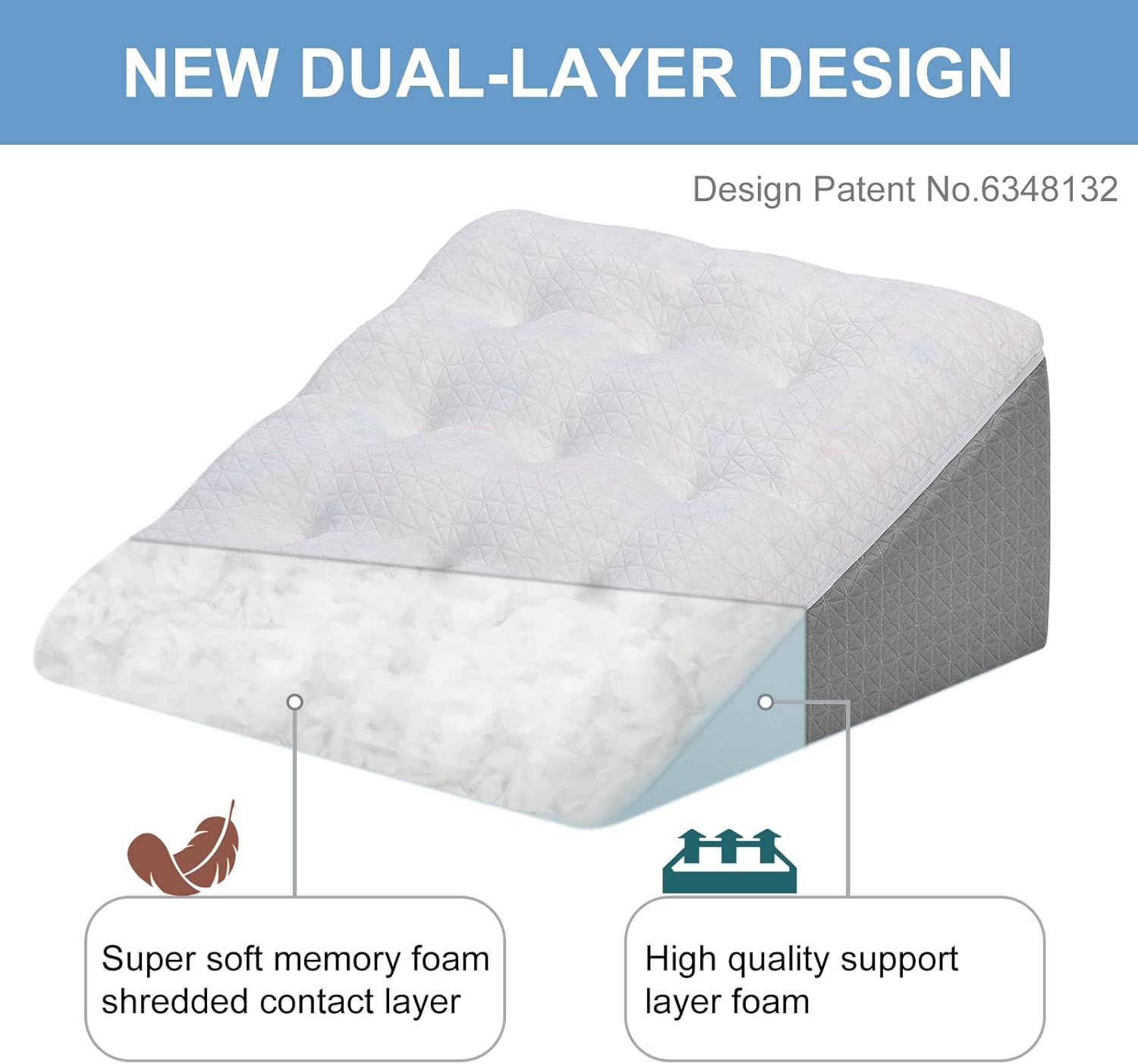 Thumbnail 1 de baibu Bed Wedge Pillow Memory Foam – dual-layer upright support with washable cover