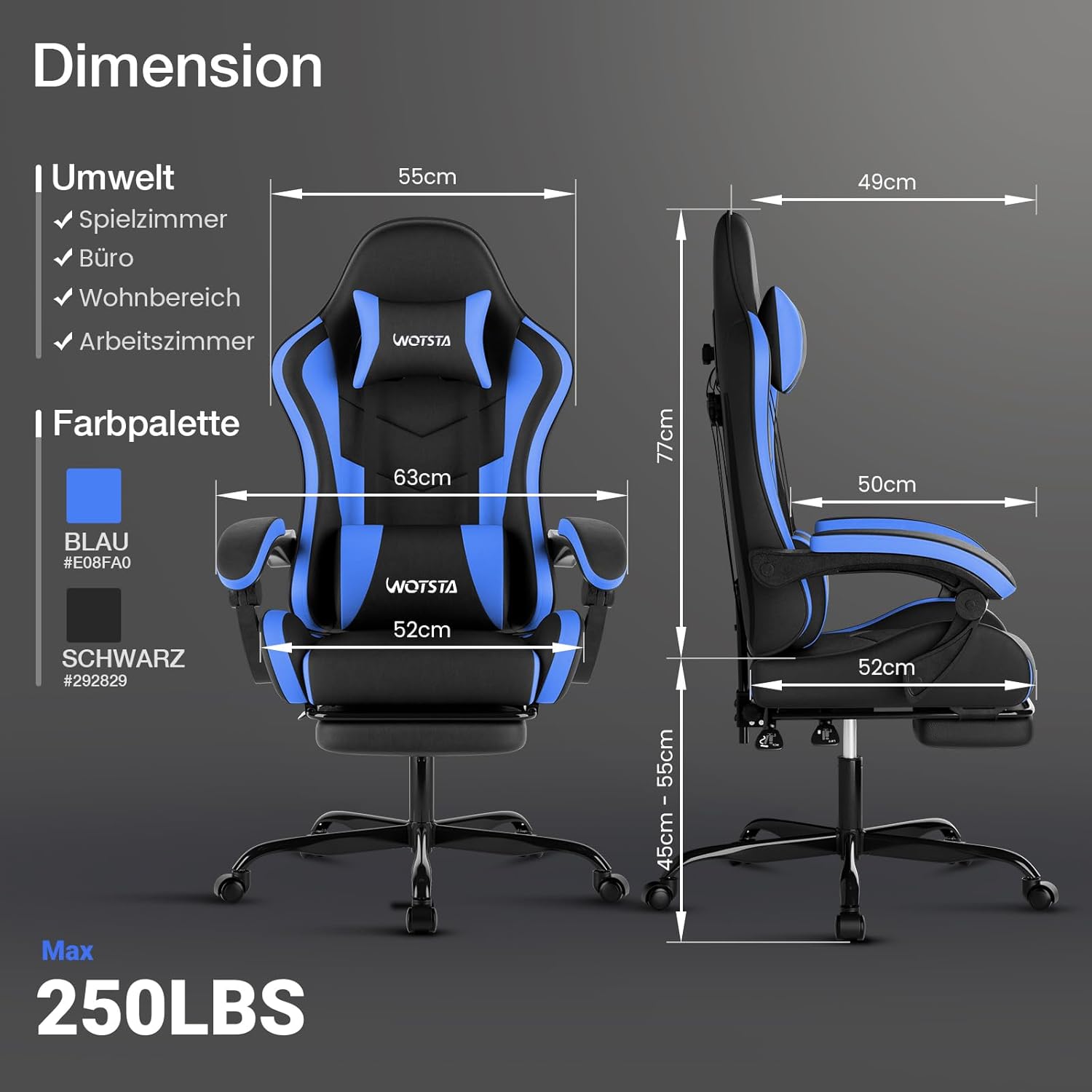 Detalle de WOTSTA Gaming Chair 150 kg