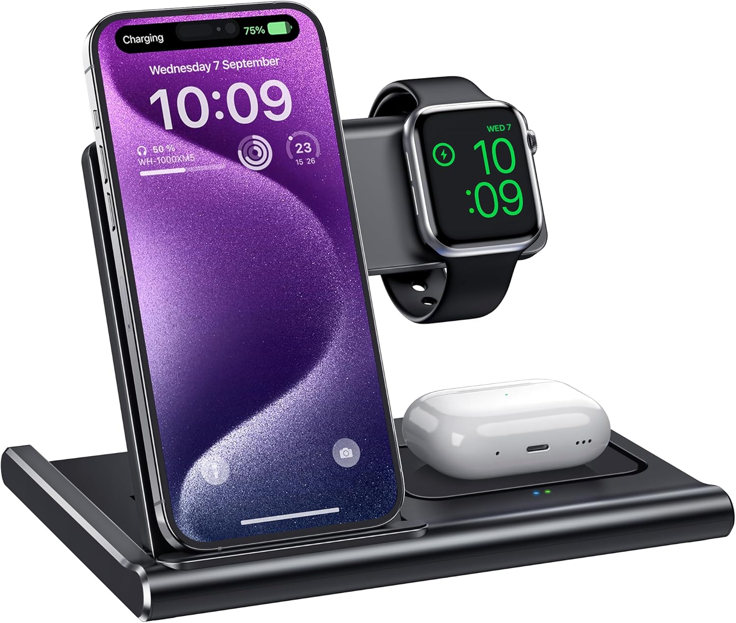 Detalle de 3-in-1 wireless charging station 10W