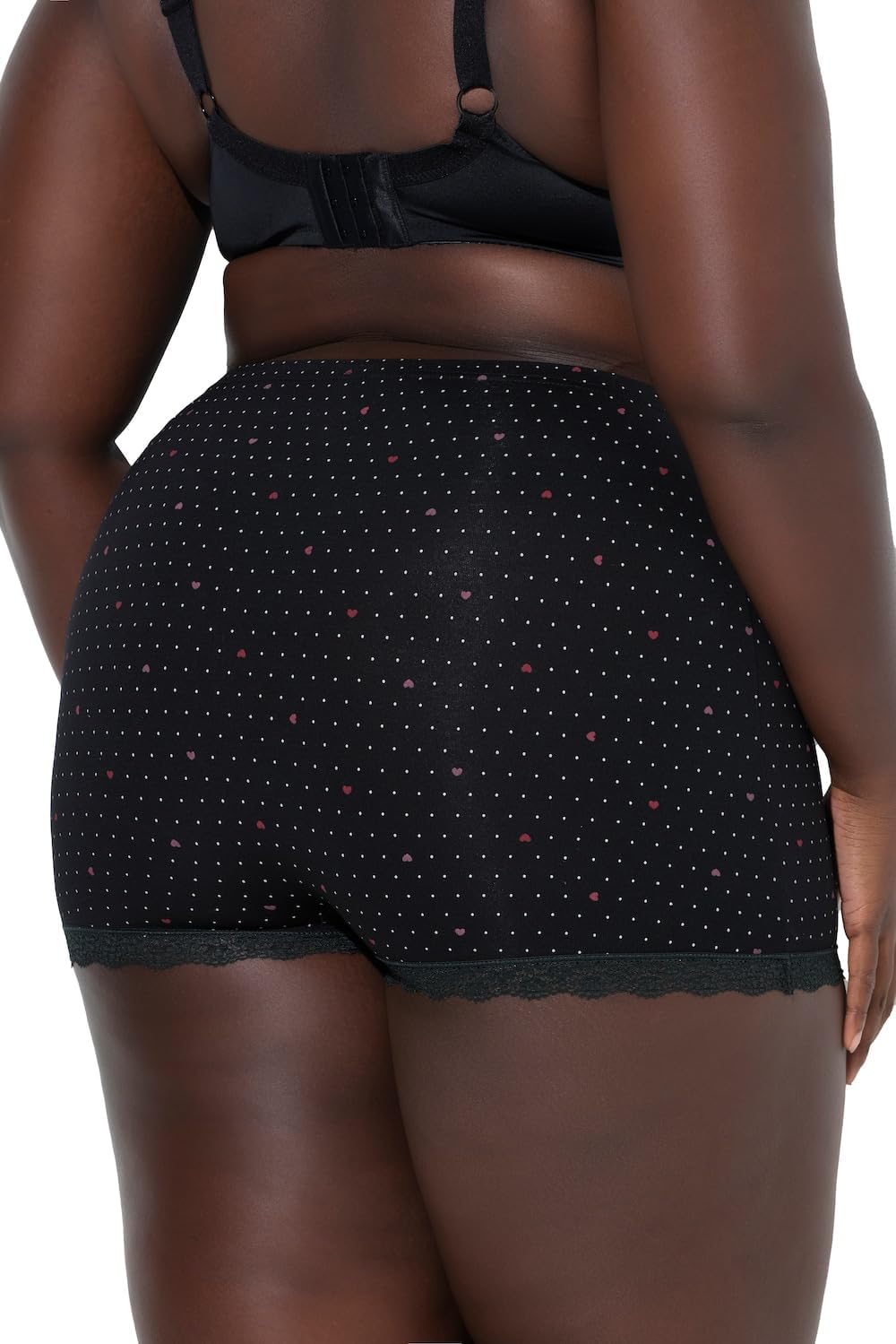 Detalle de Ulla Popken – Lot de 3 culottes taille grande avec motifs cœurs et uni, confort et enveloppement