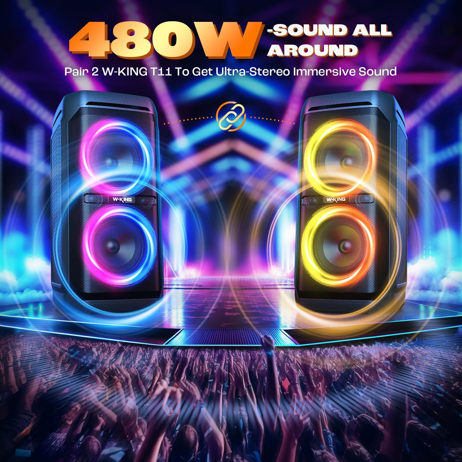 Thumbnail 4 de W-KING 240W Bluetooth Lautsprecher — 115 dB Bass 🔊