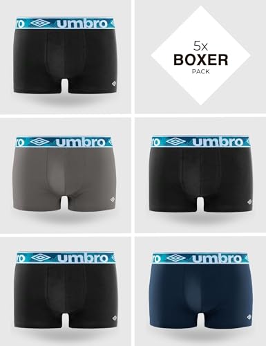 Detalle de Umbro Caleçon Boxer Homme 100% Coton – Lot de 5 Noir CLA3 (M)