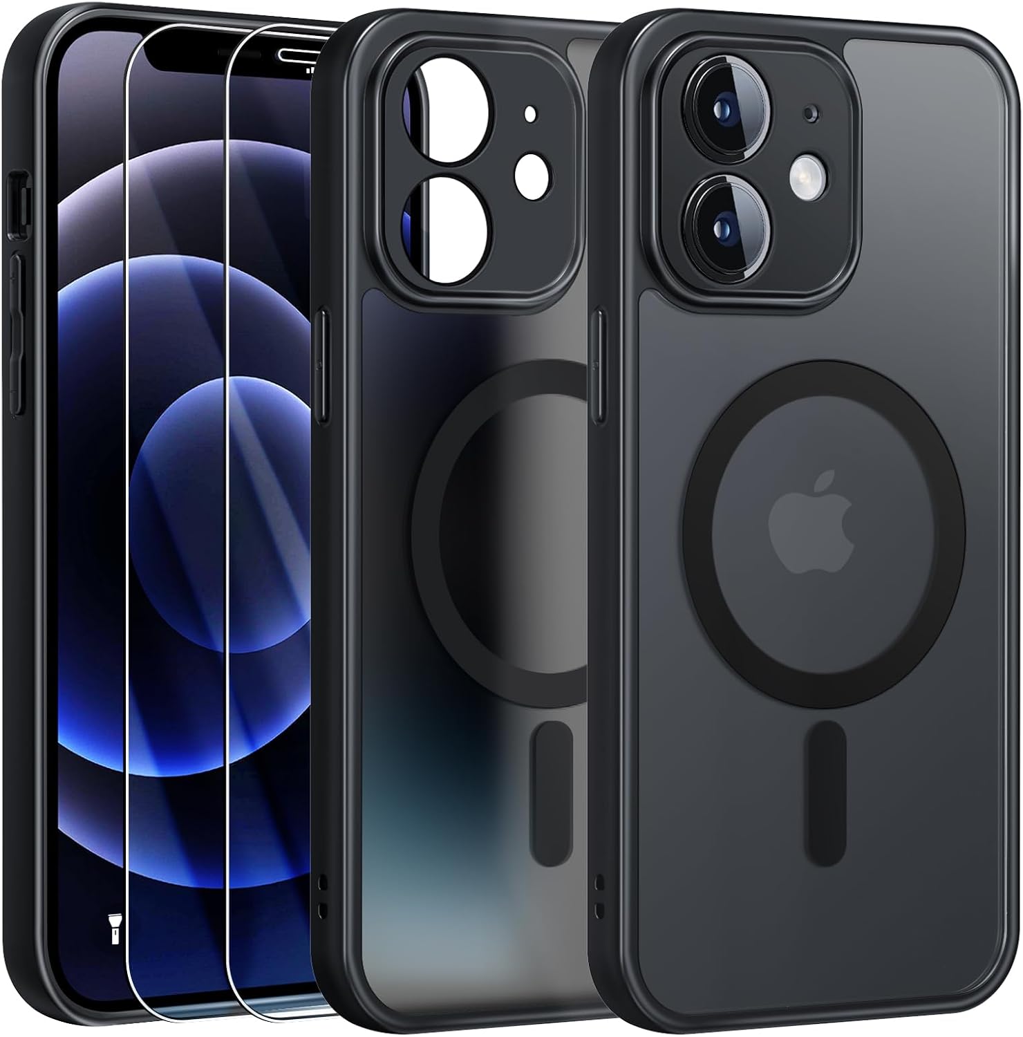 Detalle de FLLAO Cover magnetica iPhone 12 traslucida opaca con 2 pellicole
