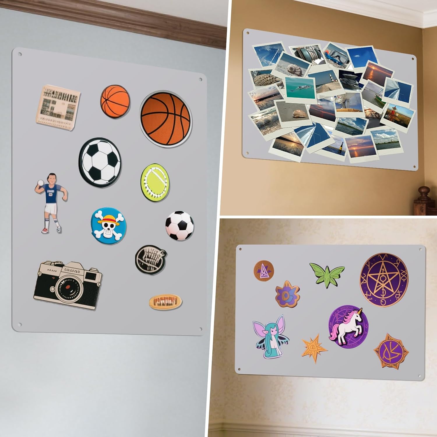 Thumbnail 2 de ALANGDUO Magnettafel-Set aus Edelstahl 42 × 30 cm, 2 Stück – Wandtafel grau