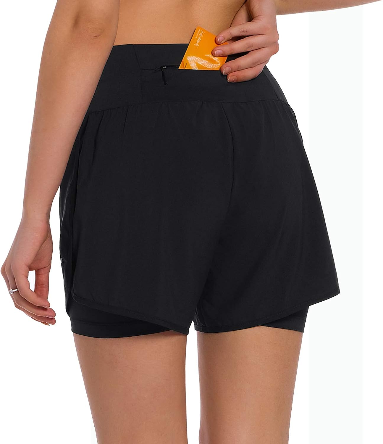 Thumbnail 1 de Ksmien Women’s 2-in-1 Running Shorts with Phone Pockets and Zip Back Pocket