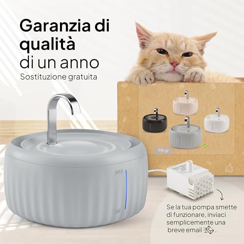 Thumbnail 7 de Pretty Paw Fontanella per Gatti 3L con LED – Livello Acqua Grigio