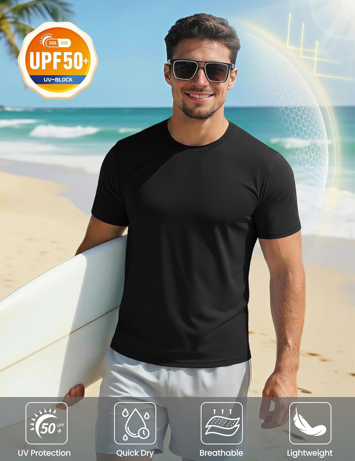 Detalle 2 de MAGCOMSEN Men's Short Sleeve UPF 50+ T-Shirt – Quick Dry Athletic Tee