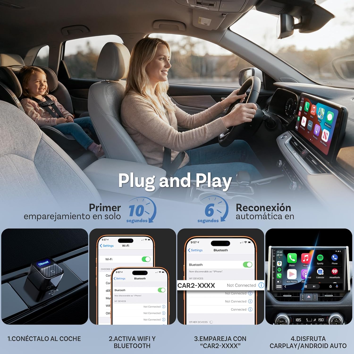 Thumbnail 3 de Ottocast Mini Core Adaptador CarPlay y Android Auto inalámbrico