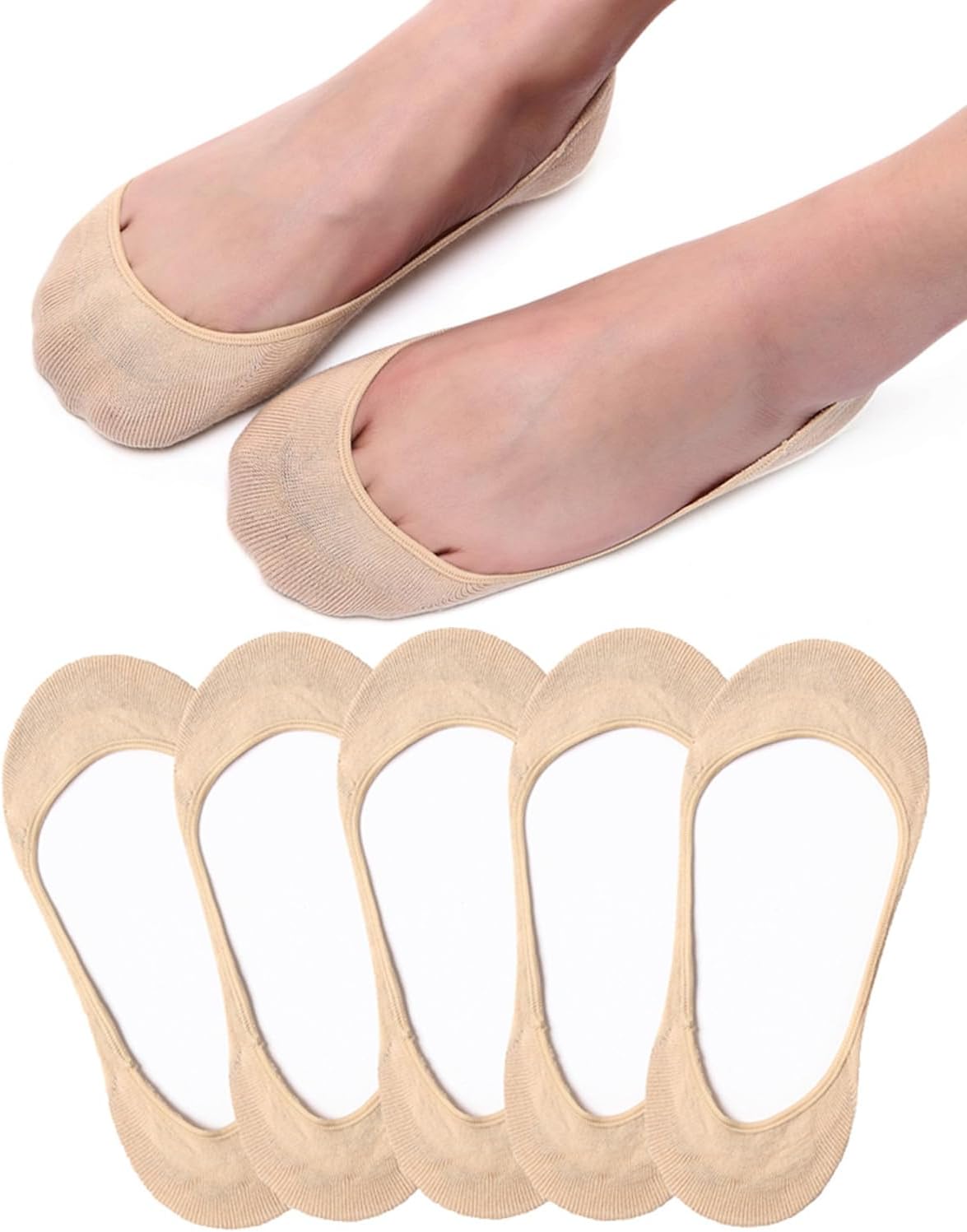 Detalle de Blu Ninfee No Show Socks for Women (Invisible Liner Multipack) – Low Cut Cotton Shoe Socks, 5 Pairs