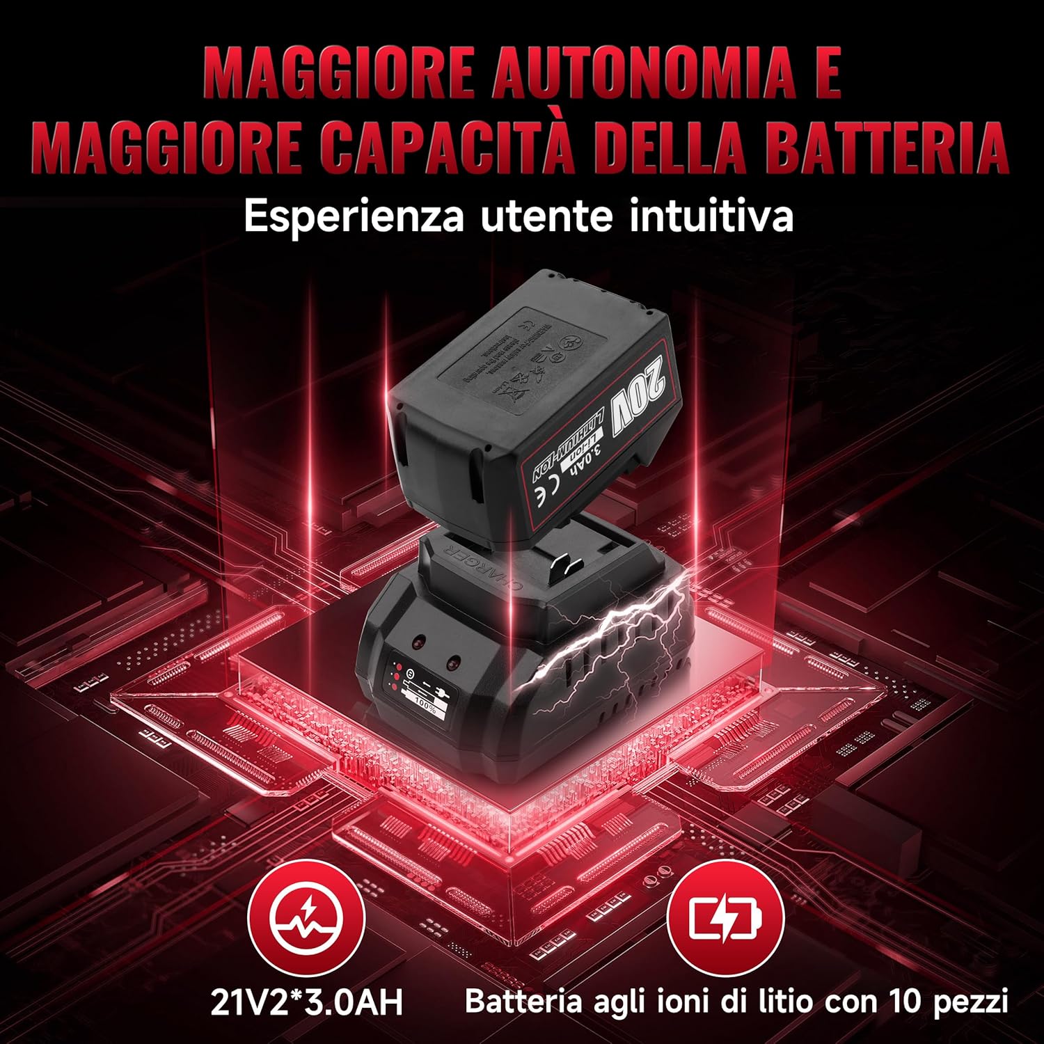 Thumbnail 3 de TEENO Brushless a percussione senza fili: bullonatrice a urto 320 Nm con batteria 3,0 Ah e 25 accessori