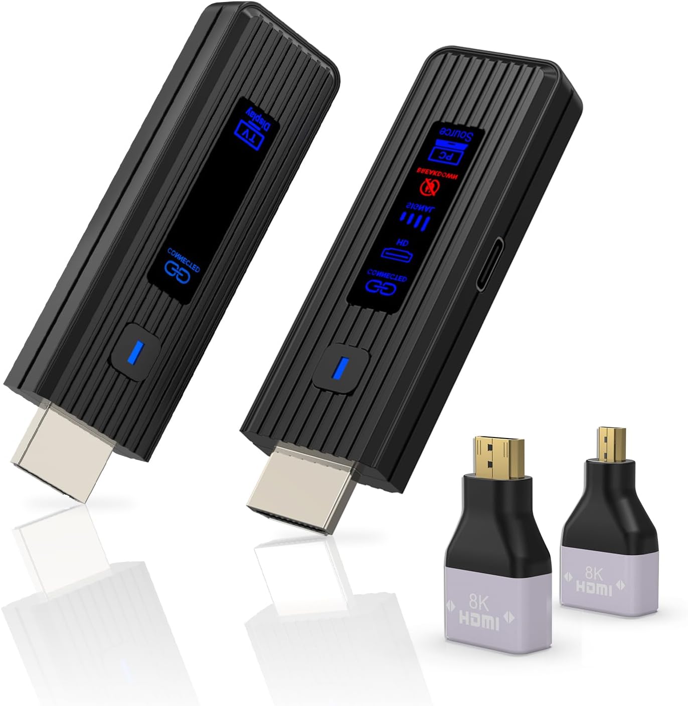 Detalle de 2026 Wireless HDMI Transmitter & Receiver: 4K Decode, 360ft Range, Dual-Band Stability