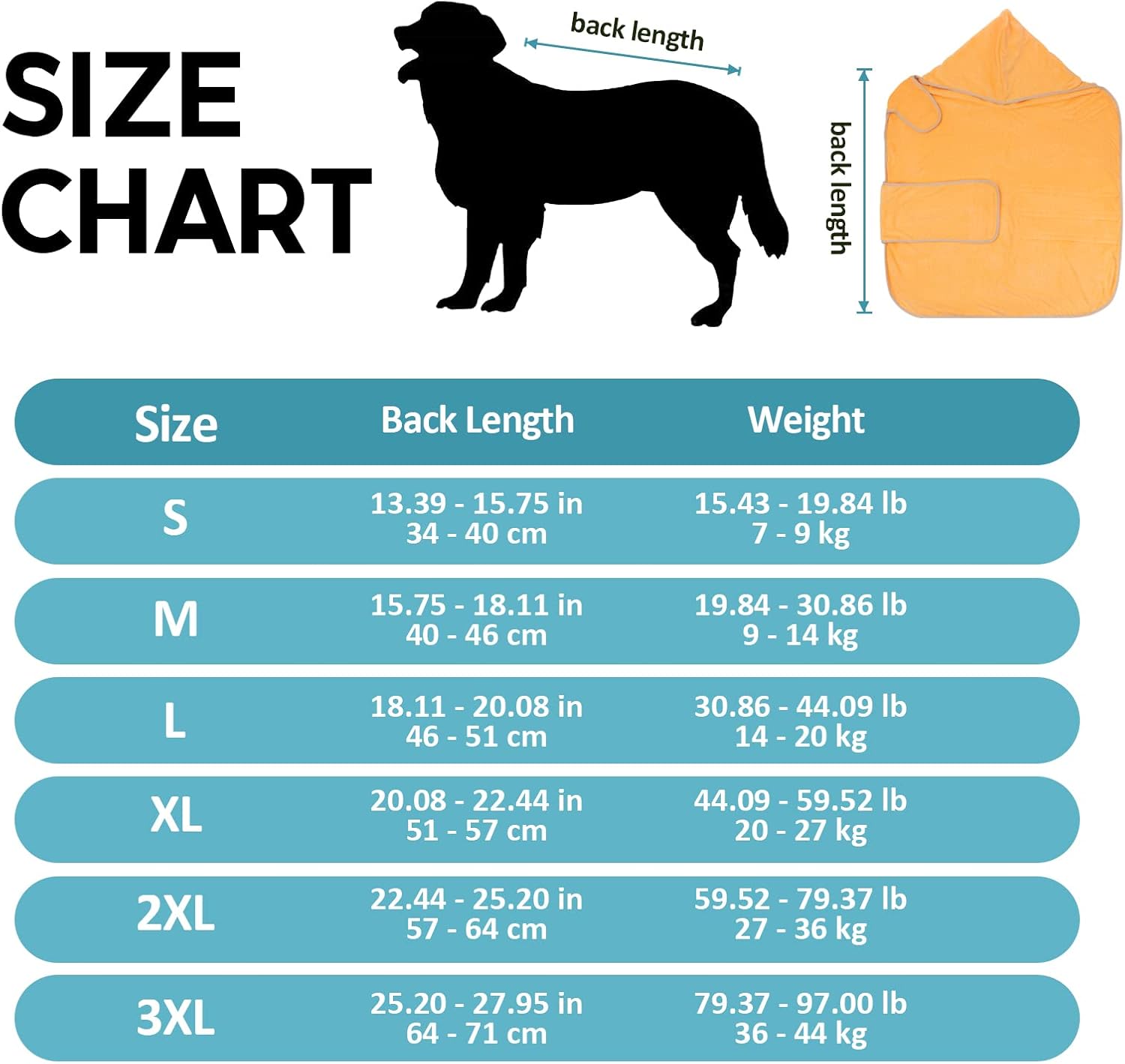 Thumbnail 3 de Avont Dog Drying Coat Microfibre Bath Robe Towel with Hood & Belly Straps (XL) - Yellow