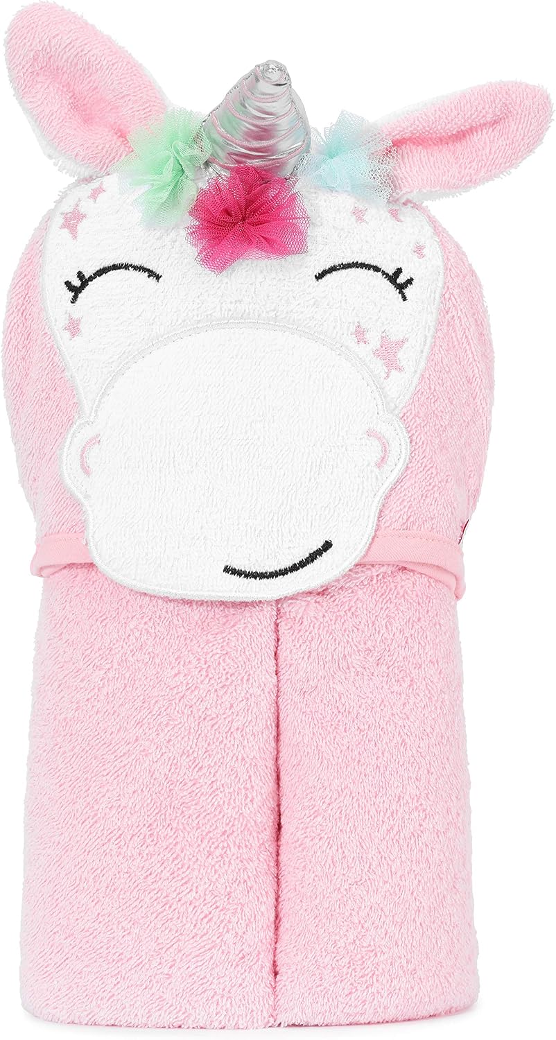 Detalle de Be Mammy Serviette à Capuche en Coton Bébé 95x95 cm Rose - Licorne