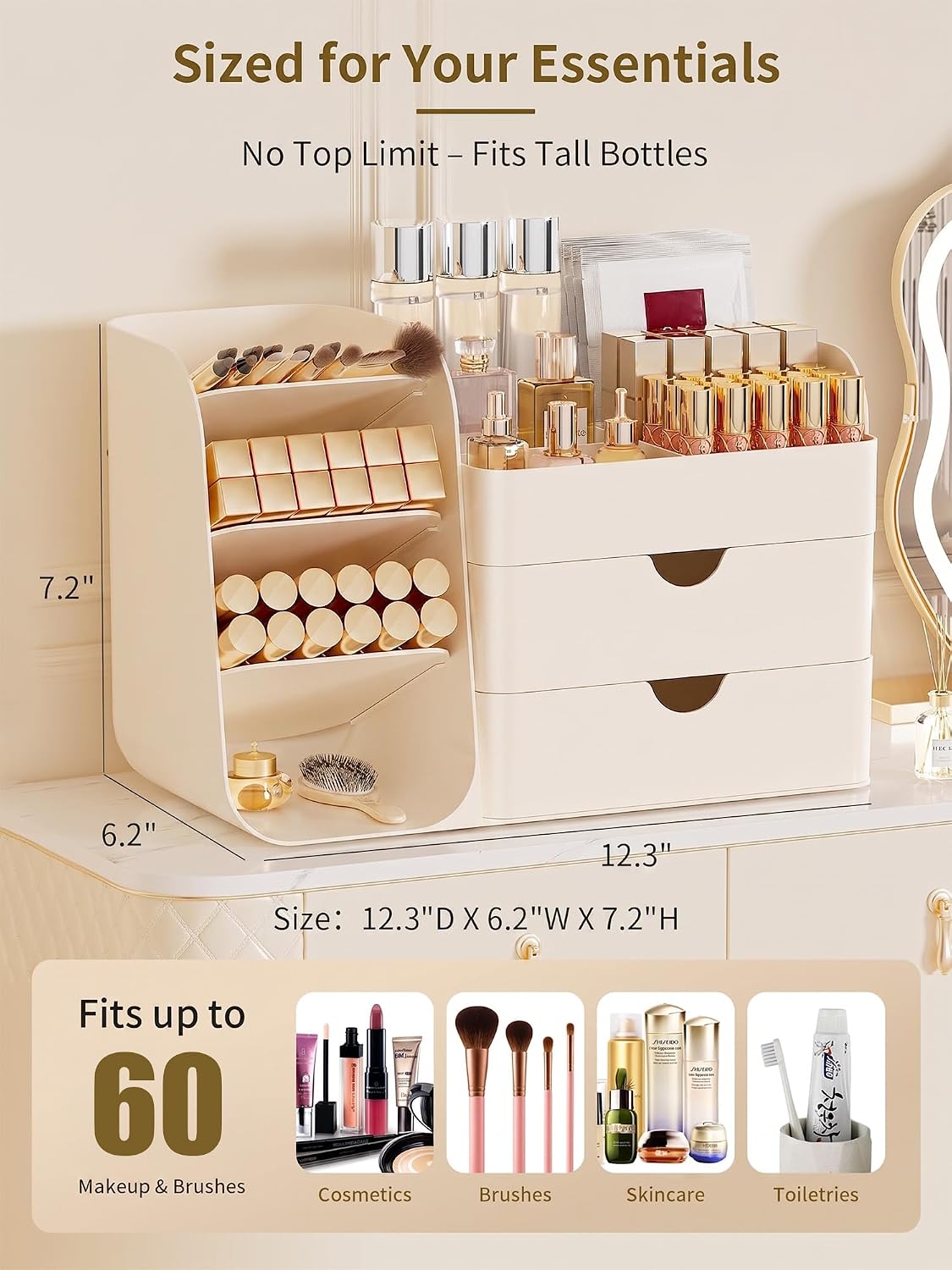 Thumbnail 1 de Makeup Organizer with Drawers Large Vanity Storage
