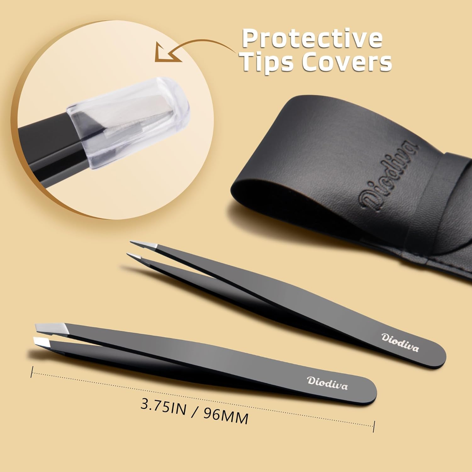 Thumbnail 6 de 2-Pack Stainless Steel Eyebrow Tweezers Set with Case — Slant & Point Tips