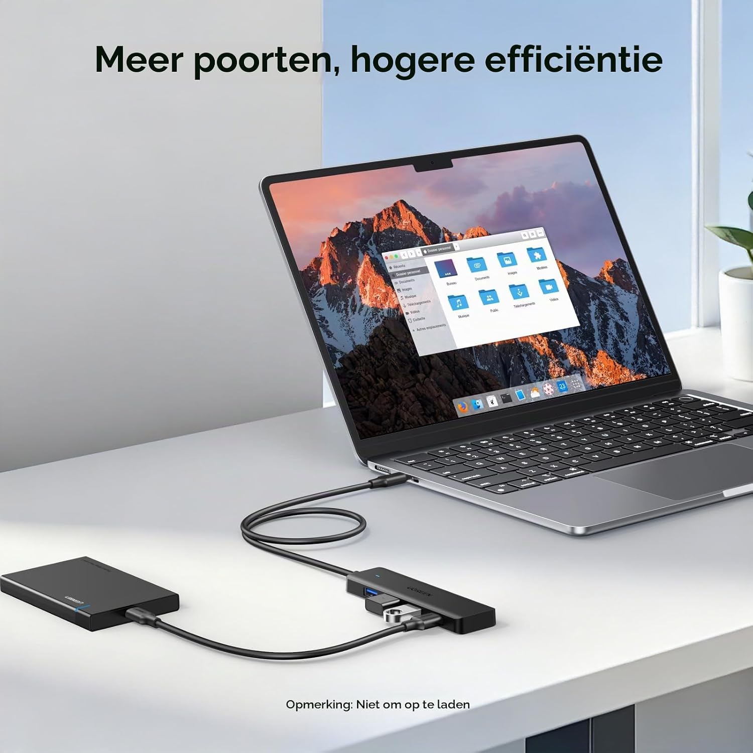 Detalle 2 de UGREEN USB-C-hub met 4 USB 3.0-poorten, kabel van 60 cm en 5 Gbps