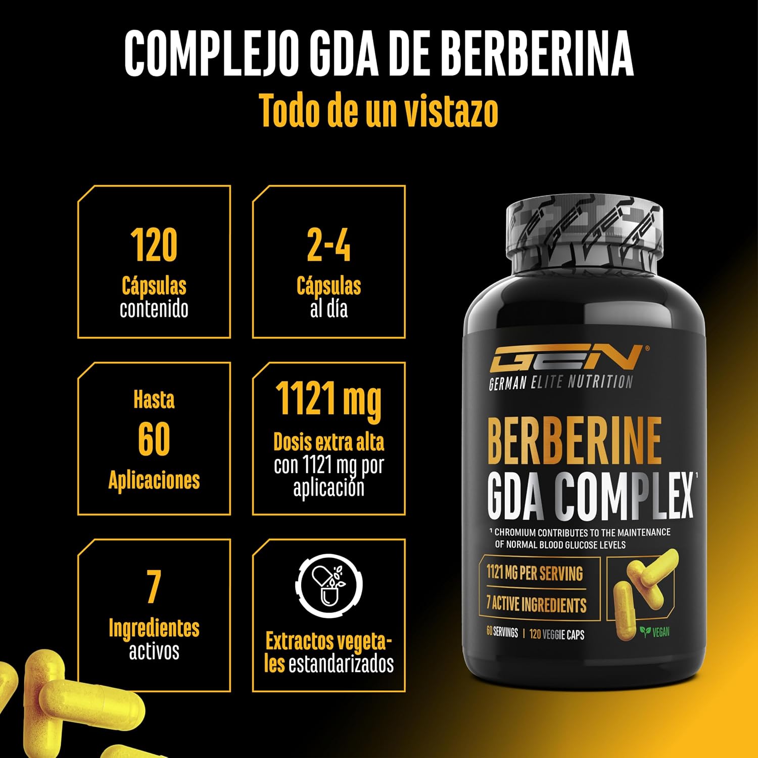 Detalle 2 de Complejo de berberina HCL alta dosis Gluco Support
